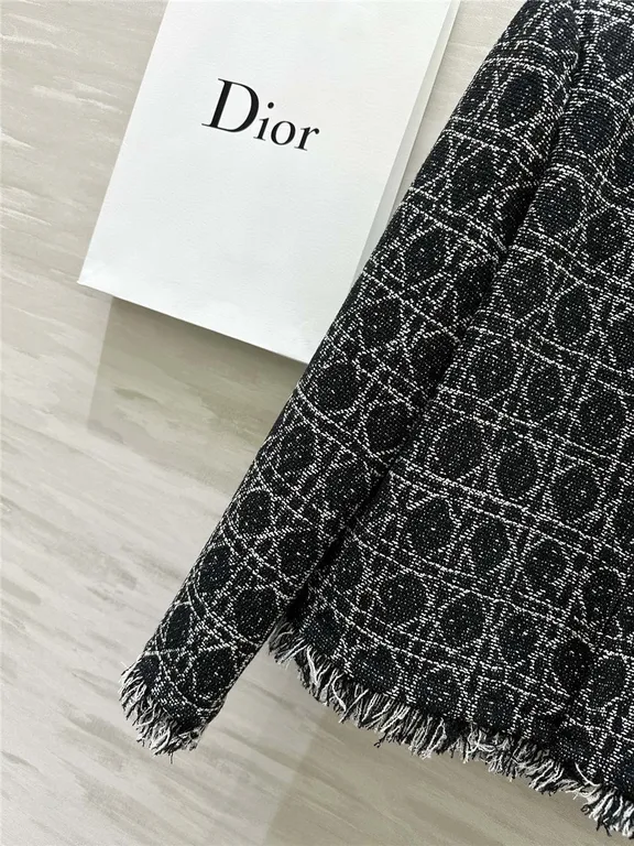 Dior quilted wool fringed coat